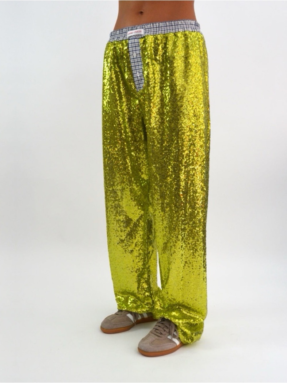 Hand Over Ex-Boyfriend Rober Long Green Sequin Pants XL NWT